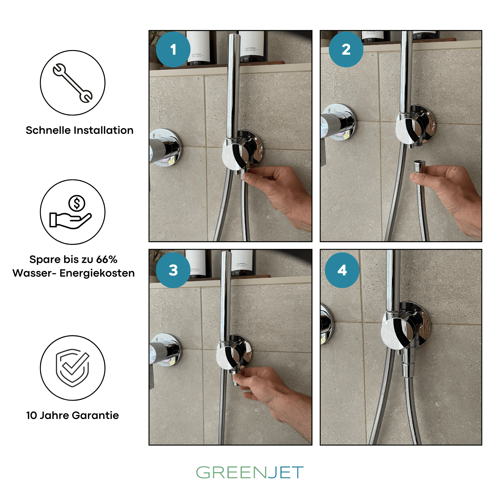 Greenjet water savings nozzle for the shower